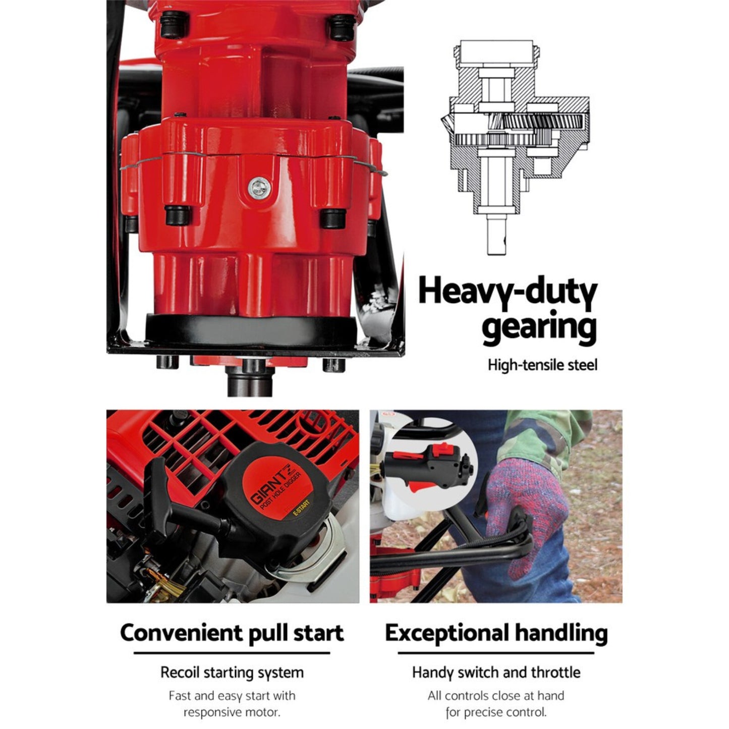 Post Hole Digger Petrol Motor Drill Extension Auger Bits Kits Heavy Duty