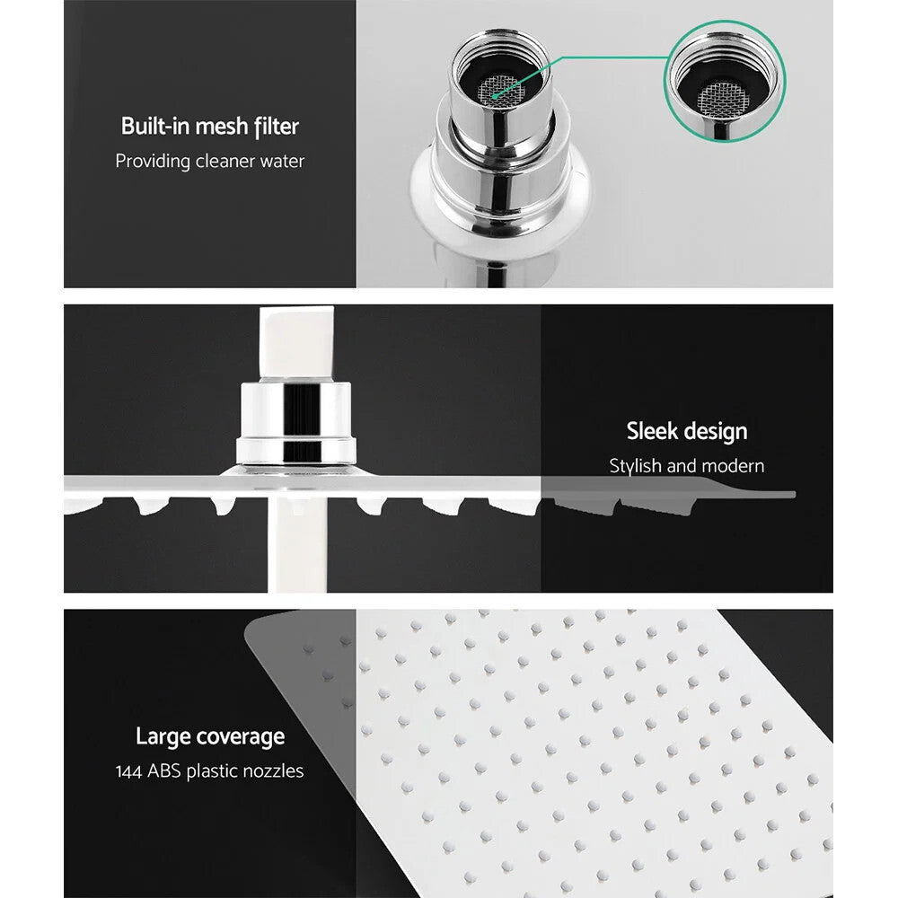 10'' Rain Shower Head Set Handheld Square High Pressure Chrome