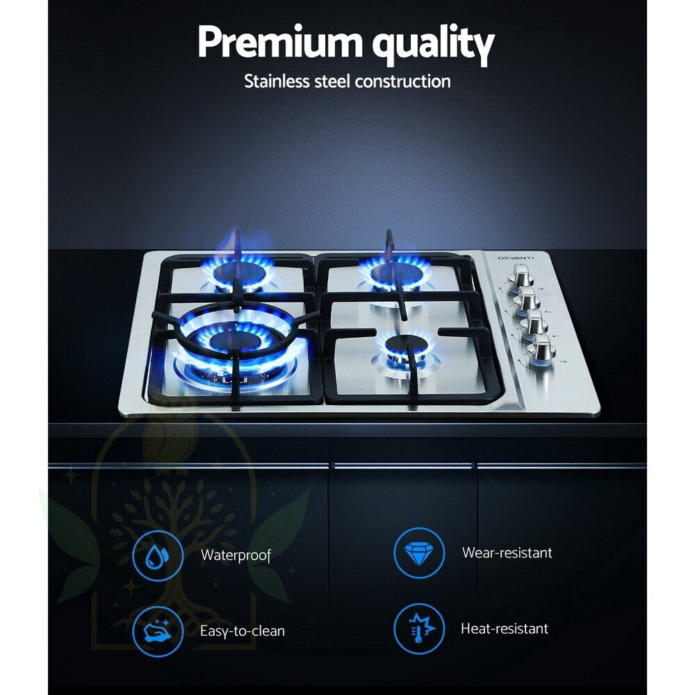 Gas Cooktop 60cm Stove Hob Silver