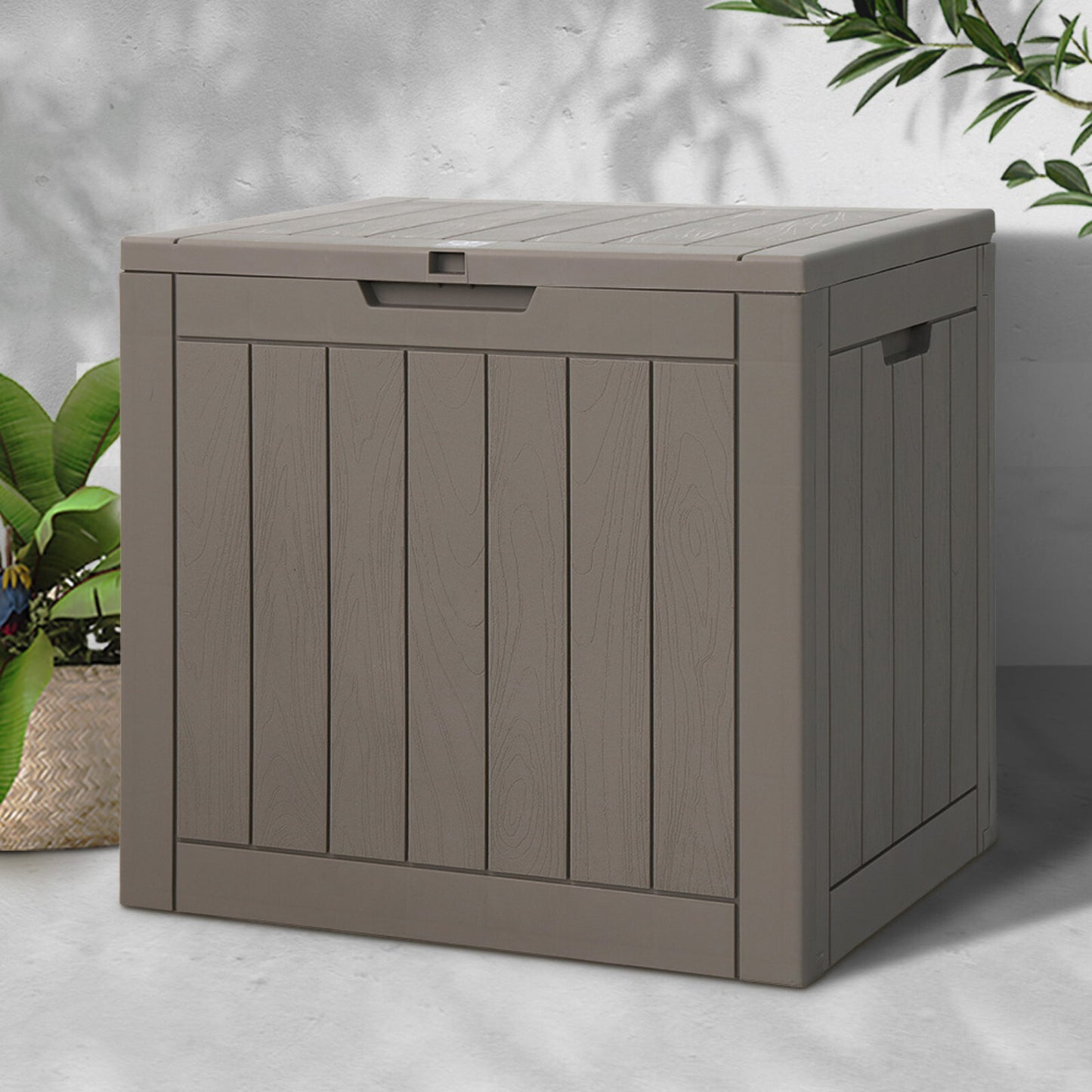 118L Outdoor Tool Storage Box - Grey Built in Bench