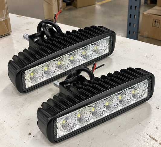 2x 6 Inch LED Work Lights Flood Light Bar 4x4 Offroad 12V 24V Pair - Brand New