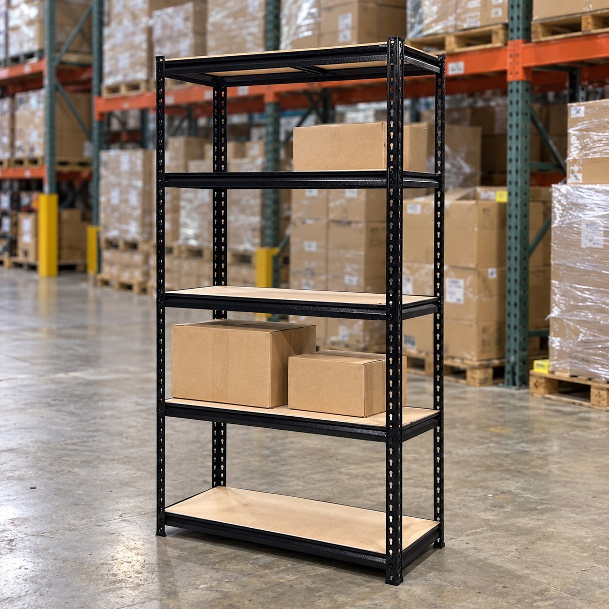 1.5M Garage Shelving Unit Black 5 Tier Heavy Duty Storage Rack - Brand New