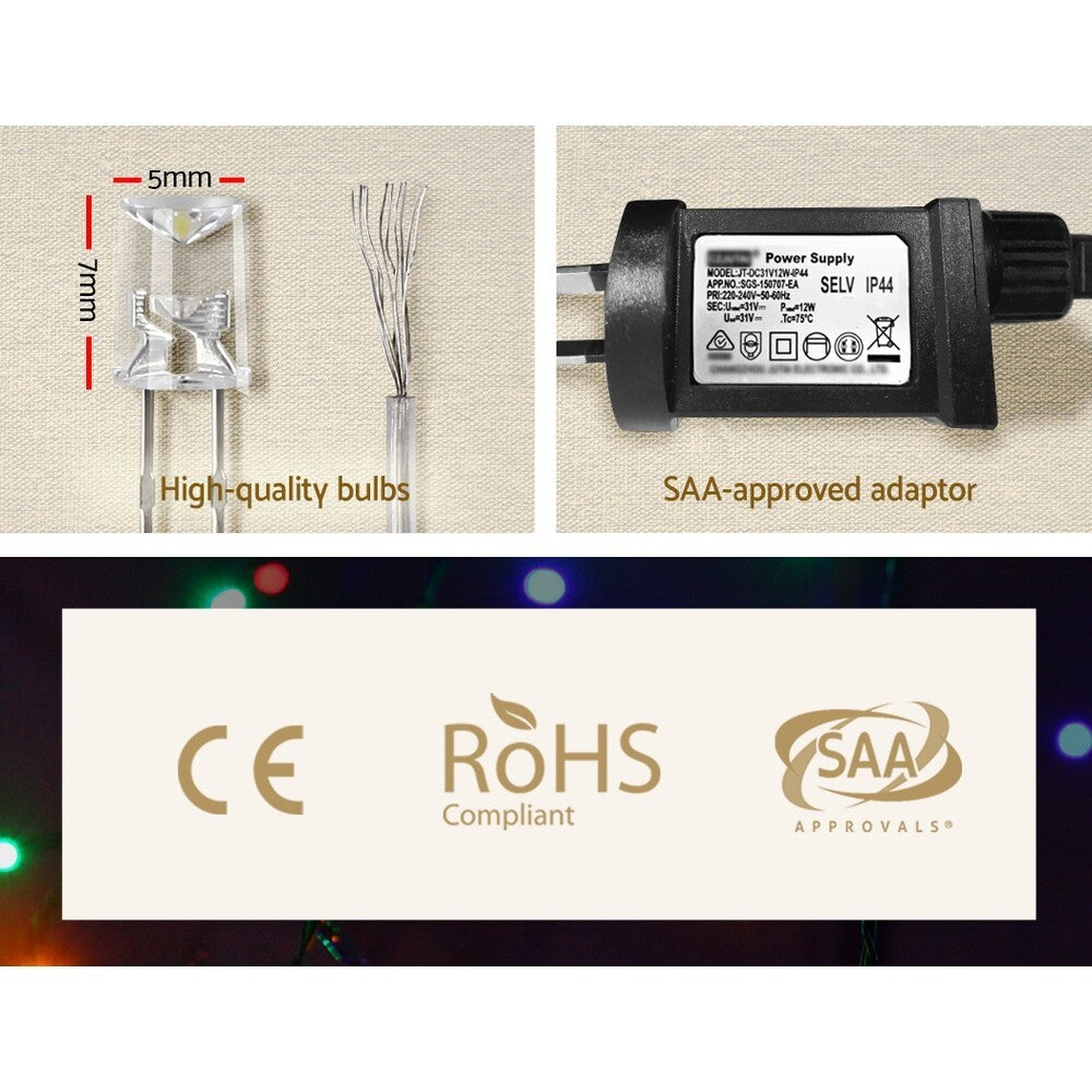 Christmas Icicle Lights 20m 800 LED Multi Colour 8 Modes Outdoor - Brand New