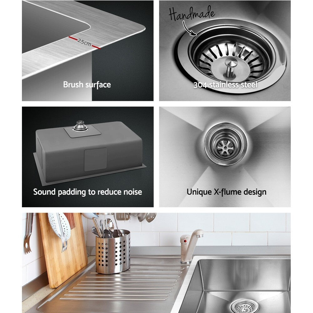 Kitchen Sink 70 x 45cm Stainless Steel Single Bowl Silver - Brand New