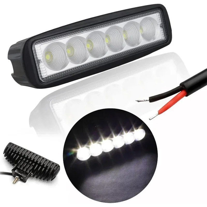 2x 6 Inch LED Work Lights Flood Light Bar 4x4 Offroad 12V 24V Pair - Brand New