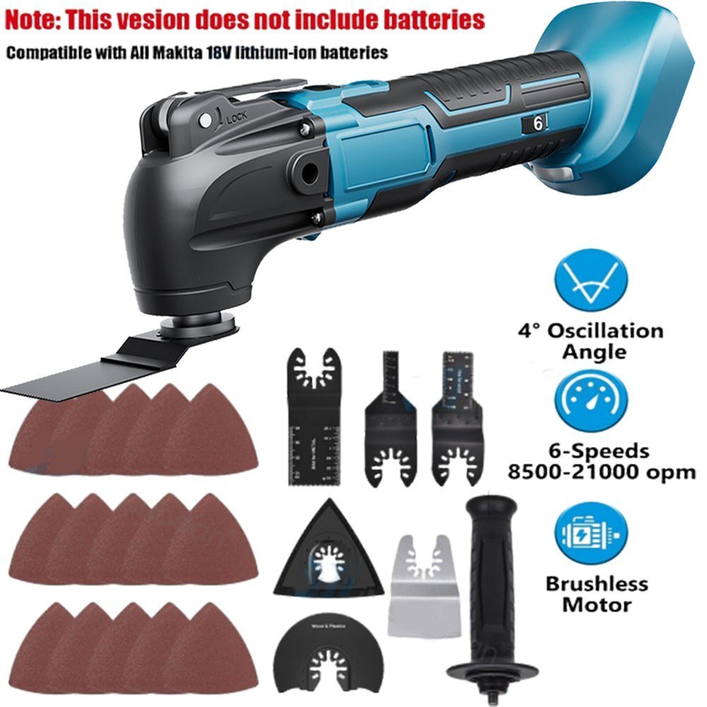 Cordless Oscillating Multi Tool 18V Brushless 6 Speed with Blade Kit - Brand New
