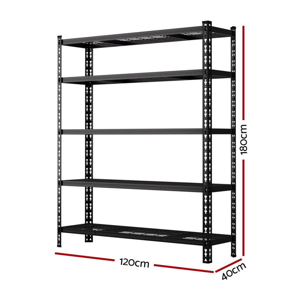 1.8m x 1.2m Garage Shelving Warehouse Rack 5 Tier Steel Black - Brand New