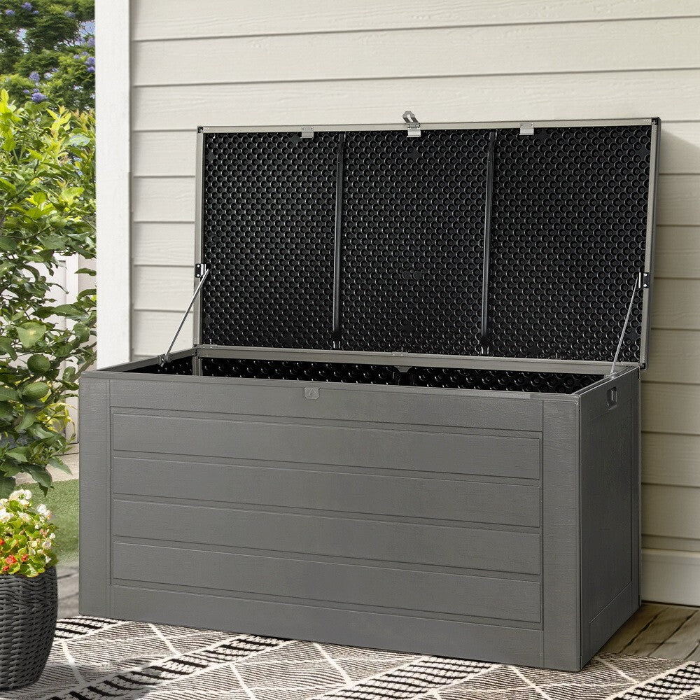 Outdoor Storage Box 680L Lockable Garden Bench Tool Shed Black - Brand New