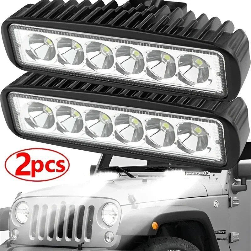 2x 6 Inch LED Work Lights Flood Light Bar 4x4 Offroad 12V 24V Pair - Brand New