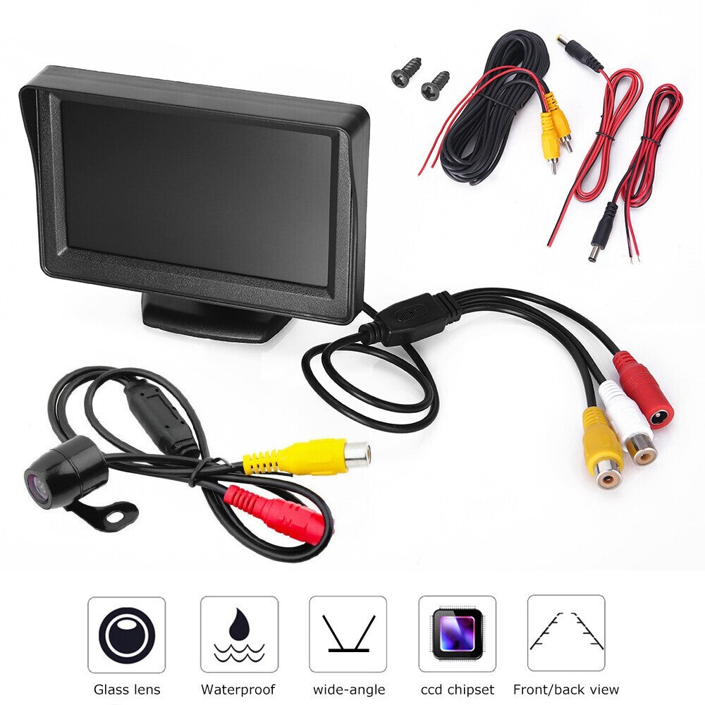 Reverse Camera Kit with 4.3 Inch Monitor Waterproof Night Vision Car - Brand New