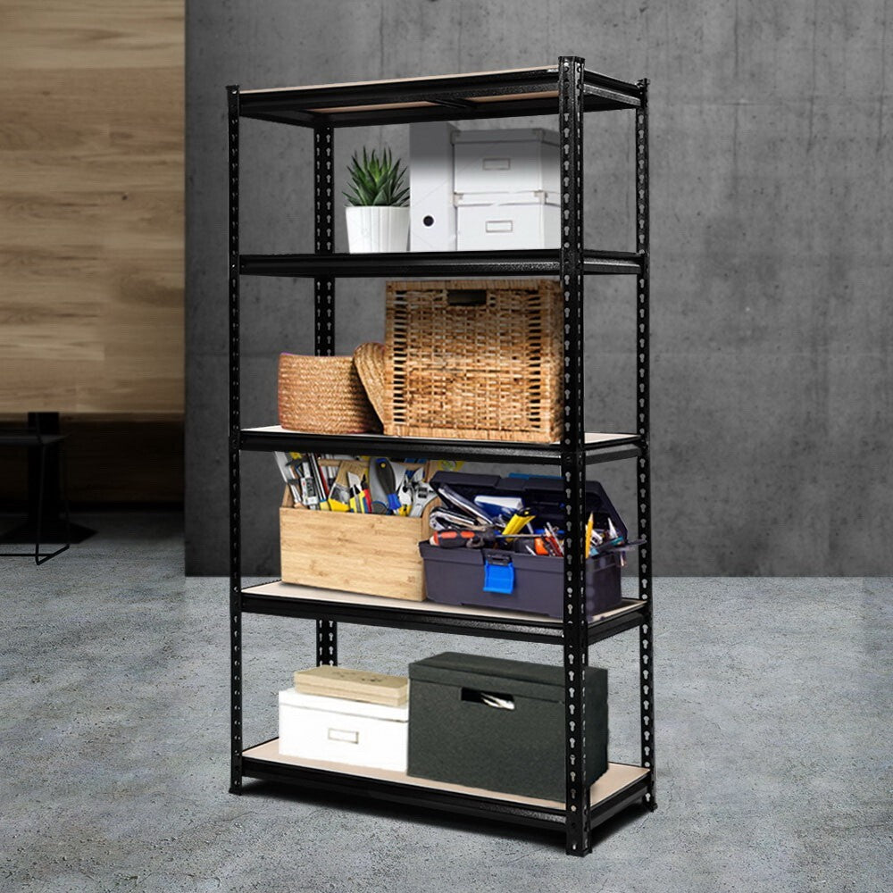 1.5M Garage Shelving Unit Black 5 Tier Heavy Duty Storage Rack - Brand New
