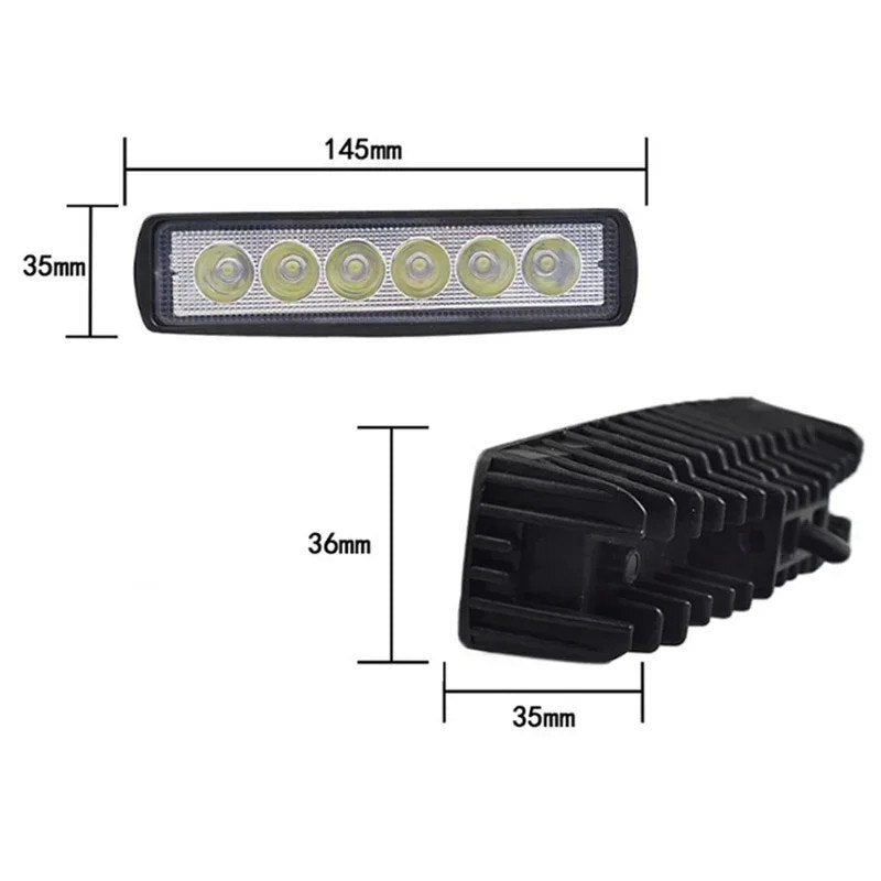 2x 6 Inch LED Work Lights Flood Light Bar 4x4 Offroad 12V 24V Pair - Brand New