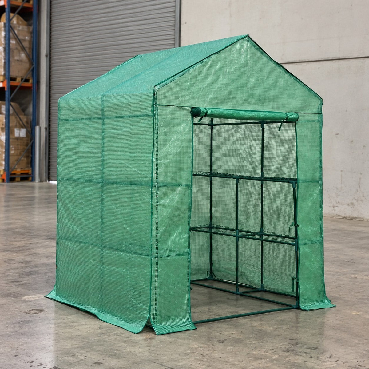 Large Walk In Greenhouse 155cm Wide Roll-Up Door 8 Shelves - New in Box