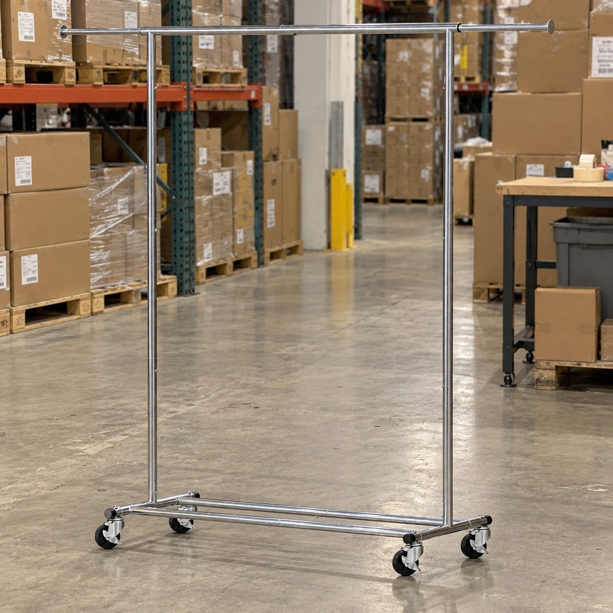Heavy Duty Clothes Rack on Wheels Extendable Garment Rail with Shelf - Brand New