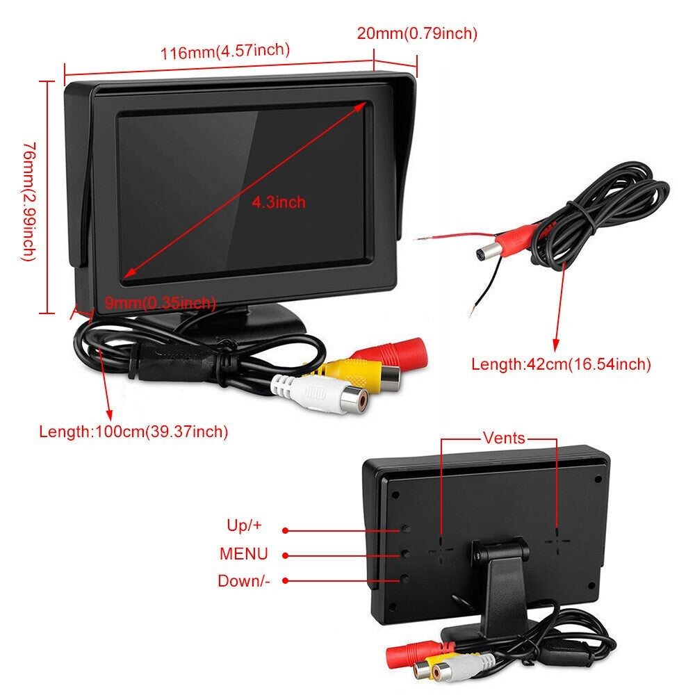 Reverse Camera Kit with 4.3 Inch Monitor Waterproof Night Vision Car - Brand New