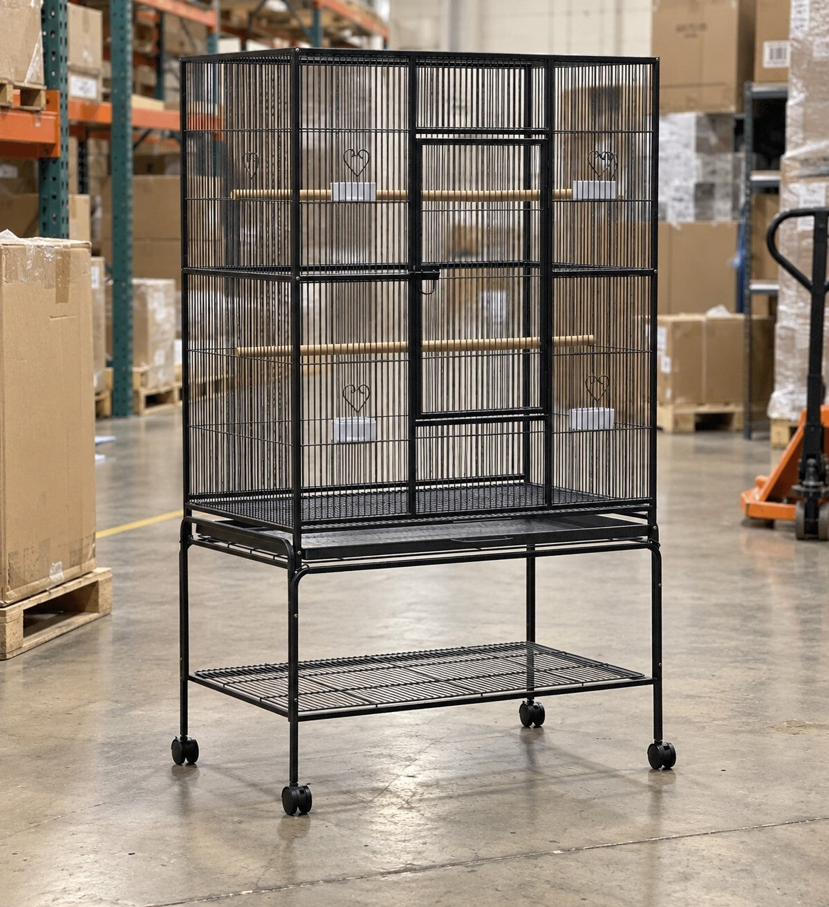 Large Bird Cage 138cm Aviary on Wheels Budgie Parrot Black - Brand New