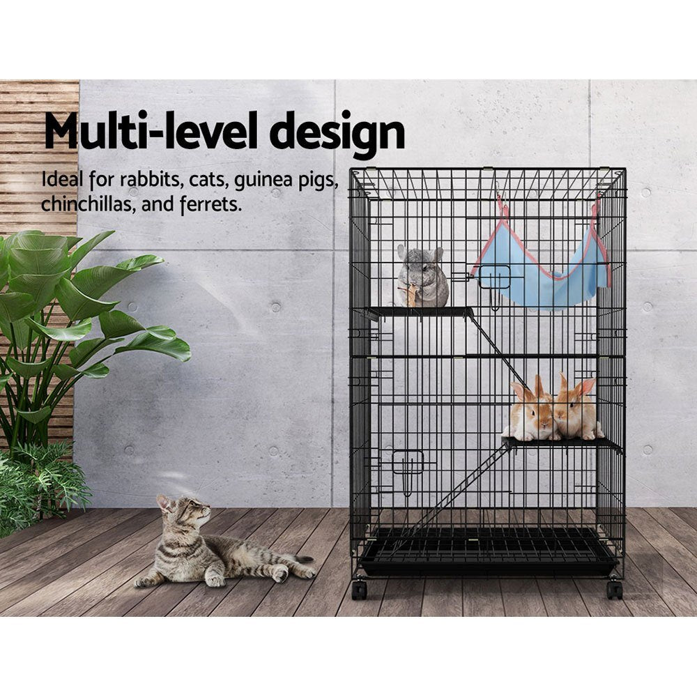 Rabbit Cage 100cm 3 Level Hutch on Wheels Guinea Pig Ferret - Brand New