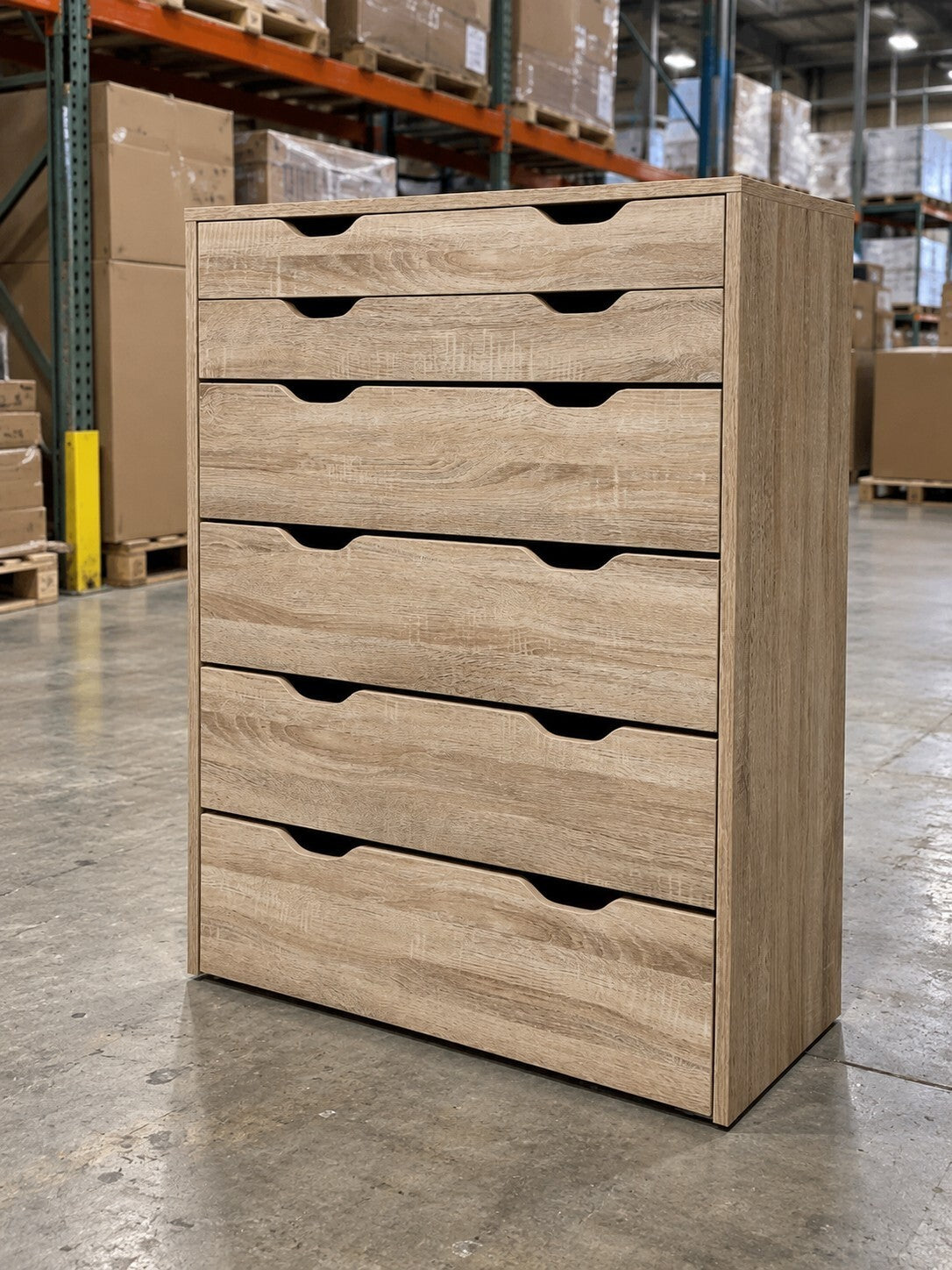 6 Chest of Drawers Tallboy Oak - Bedroom Storage Dresser - Brand New