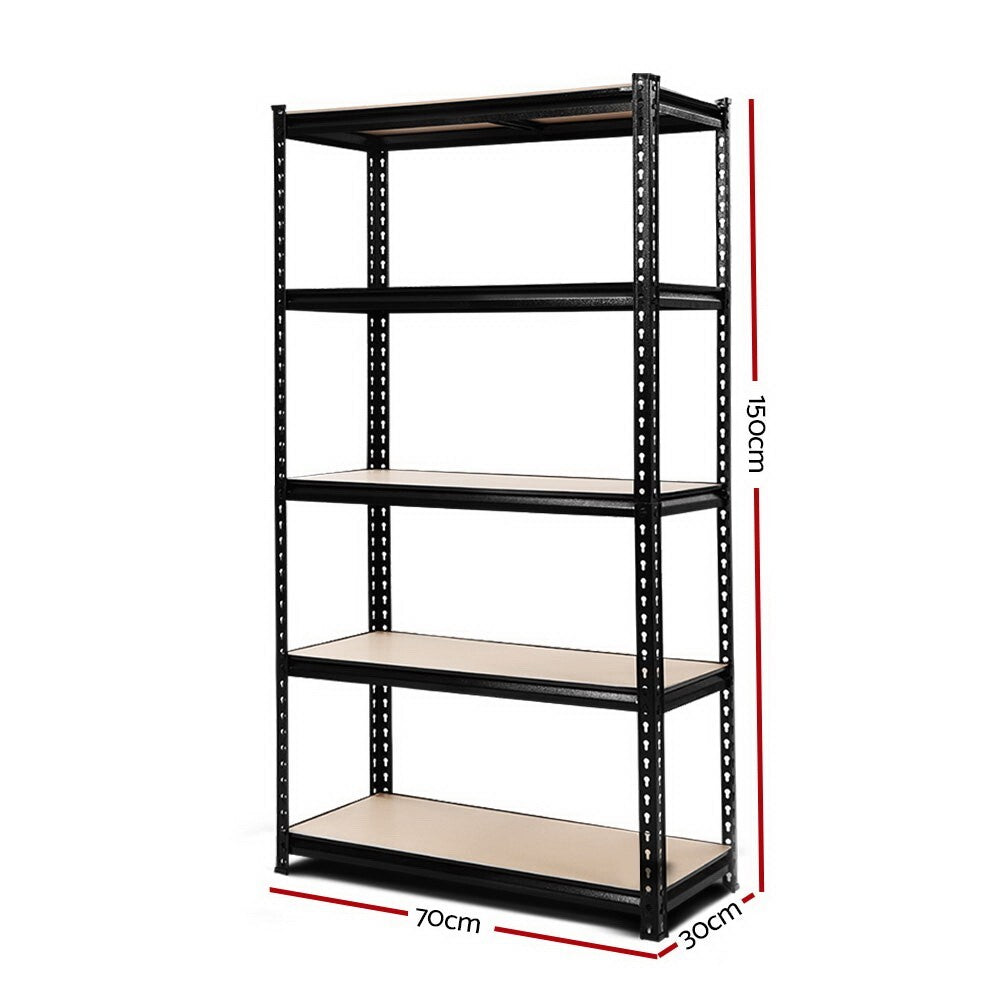 1.5M Garage Shelving Unit Black 5 Tier Heavy Duty Storage Rack - Brand New