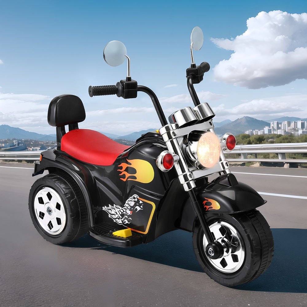 Kids Electric Ride On Motorbike 6V Chopper Trike with Lights and Music Black - Brand New