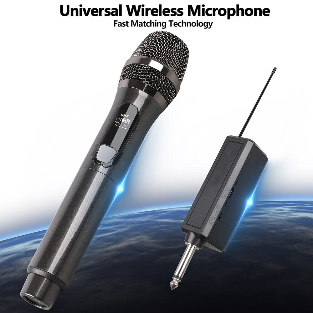 2x Wireless Microphones UHF Handheld Karaoke Mic Set with Receiver - Brand New