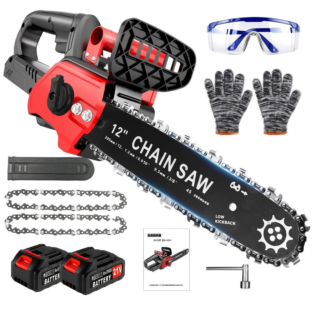 12 Inch Cordless Chainsaw Brushless 21V with 2 Batteries Electric Chain Saw - Brand New
