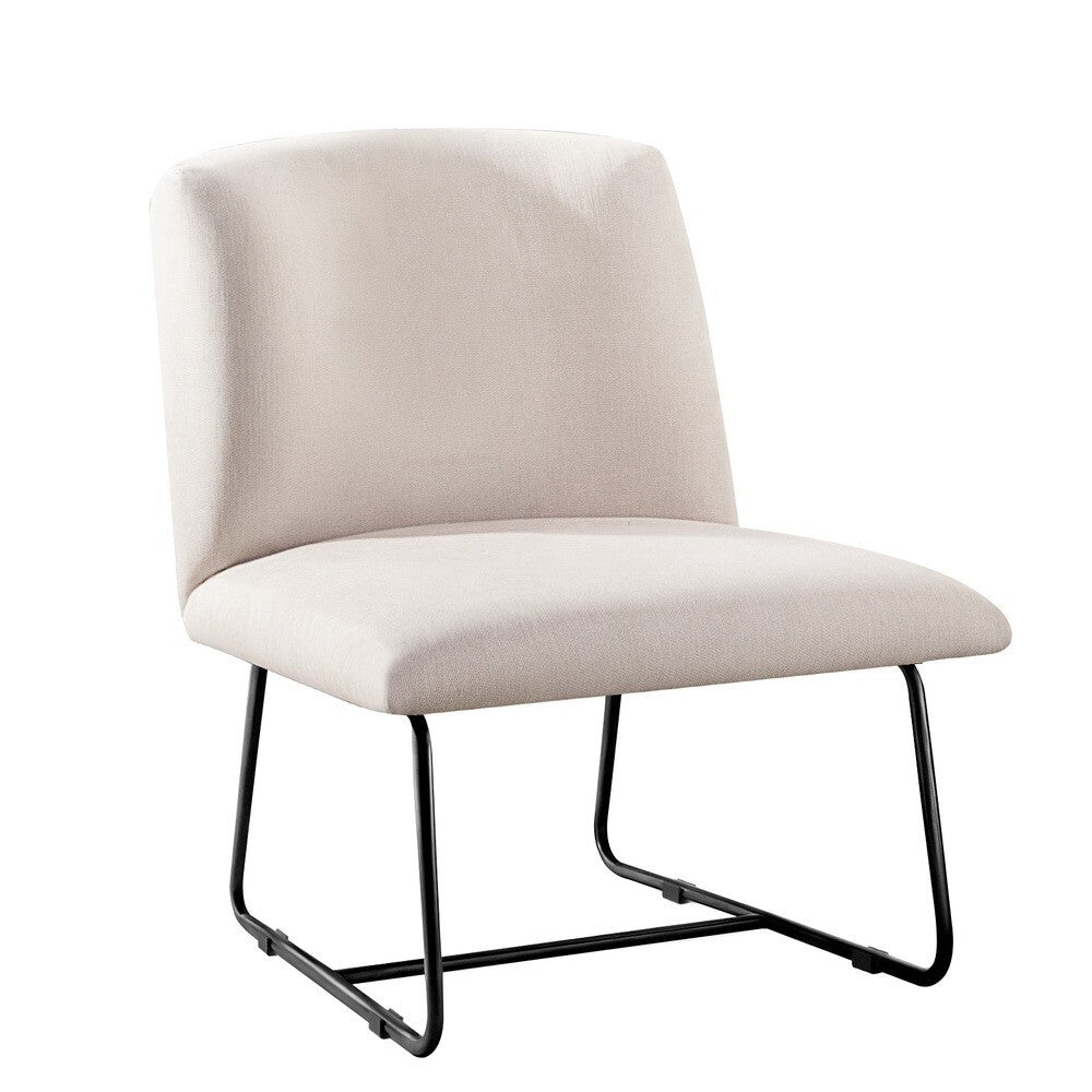 Accent Chair Beige Linen Armless Lounge Chair Metal Legs - Brand New
