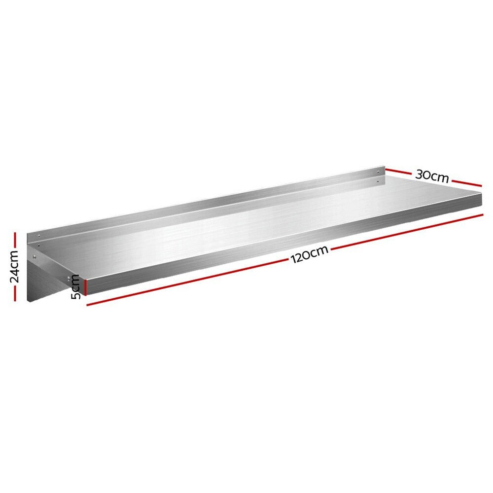 1200mm Stainless Steel Wall Shelf Kitchen Rack Heavy Duty - Brand New