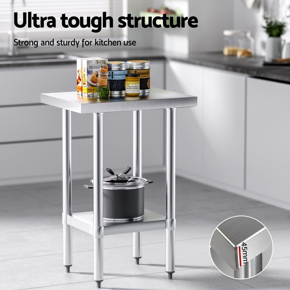 Stainless Steel Kitchen Bench Work Table 610 x 457mm 430 Grade - Brand New