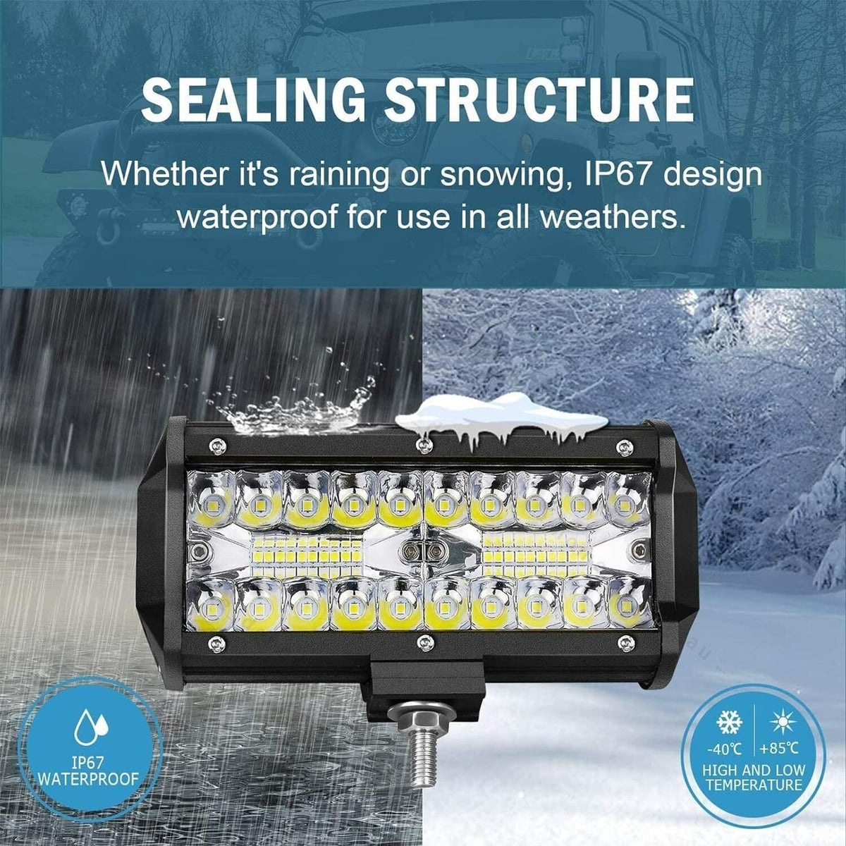 2x 7 Inch LED Light Bars Spot Flood Combo 4x4 Offroad Work Lights Pair - Brand New