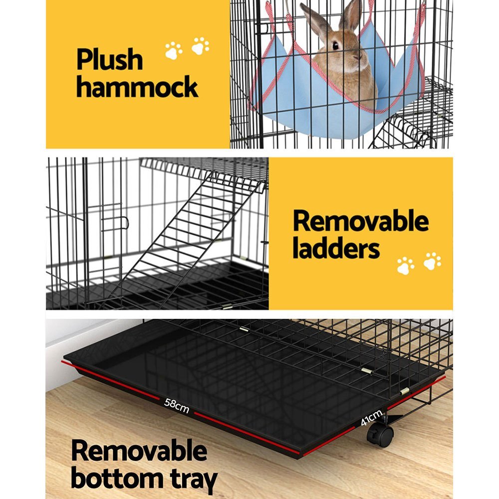 Rabbit Cage 100cm 3 Level Hutch on Wheels Guinea Pig Ferret - Brand New