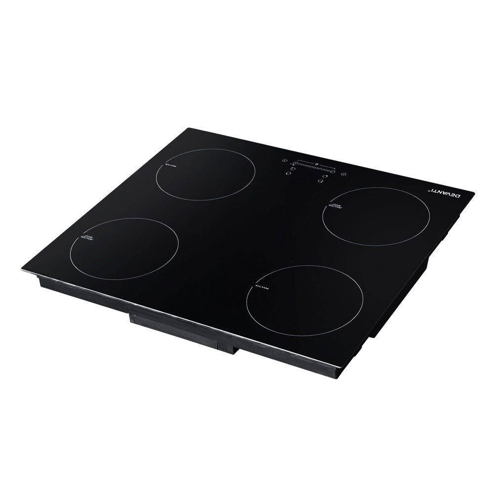 60cm Induction Cooktop 4 Zone Black Glass Touch Control - Brand New
