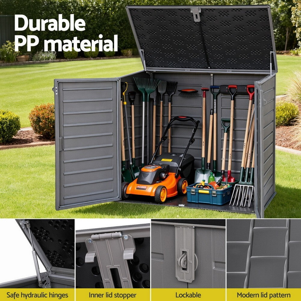 Outdoor Storage Shed 1170L Lockable Garden Tool Cabinet Grey - Brand New