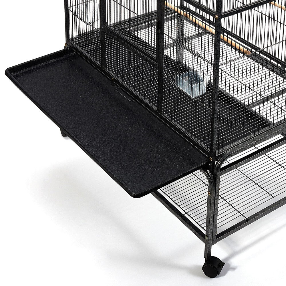 Large Bird Cage 138cm Aviary on Wheels Budgie Parrot Black - Brand New