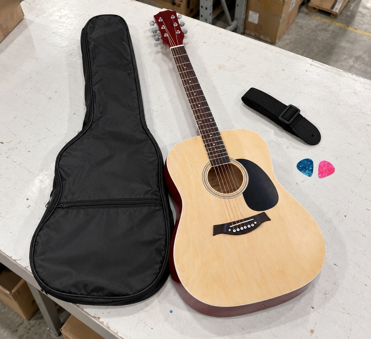 41 Inch Acoustic Guitar Dreadnought Steel String with Bag Strap Picks - Brand New