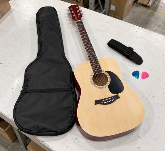 41 Inch Acoustic Guitar Dreadnought Steel String with Bag Strap Picks - Brand New