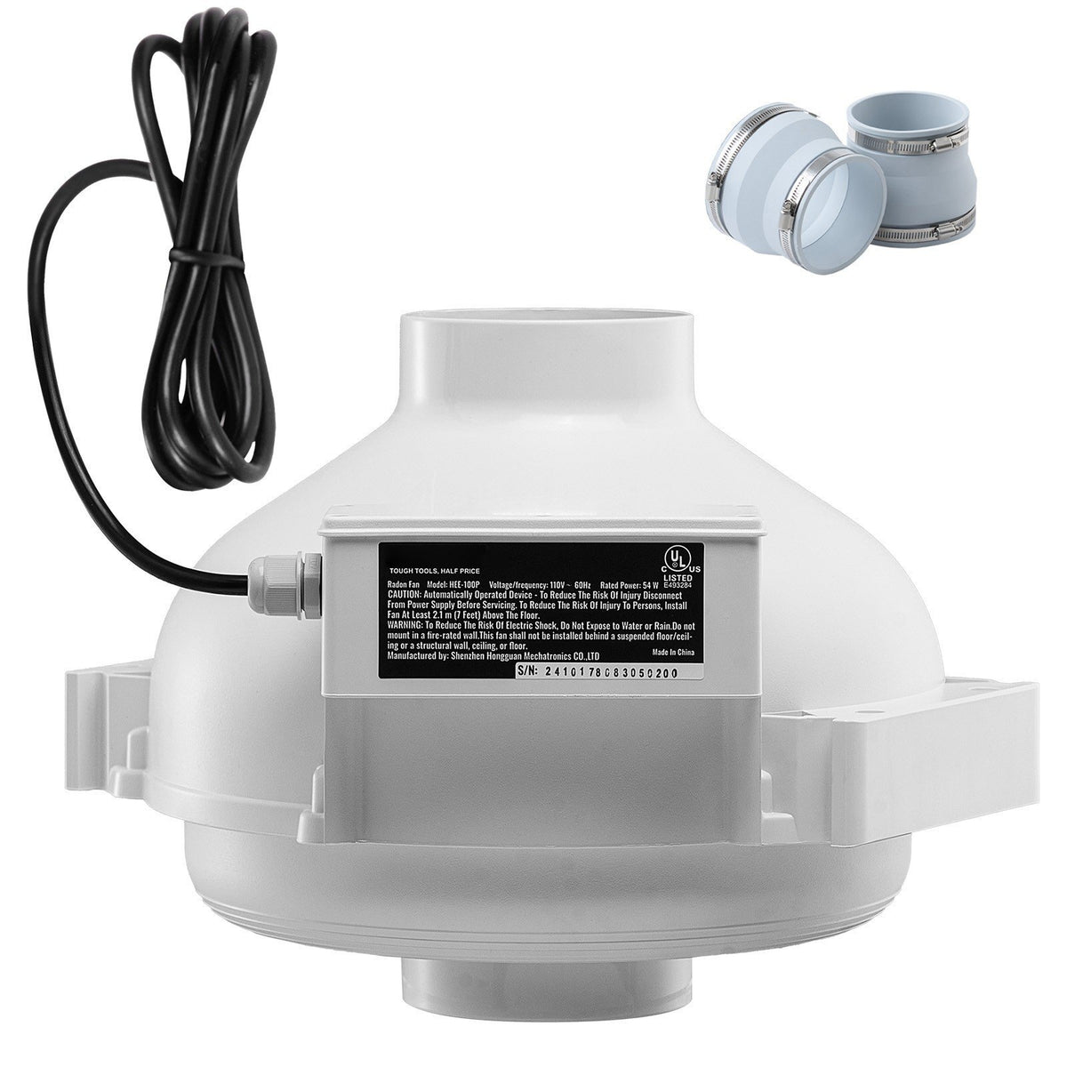 Quiet Inline Duct Fan 4 Inch 240V Radon Ventilation Exhaust 260CFM - Brand New