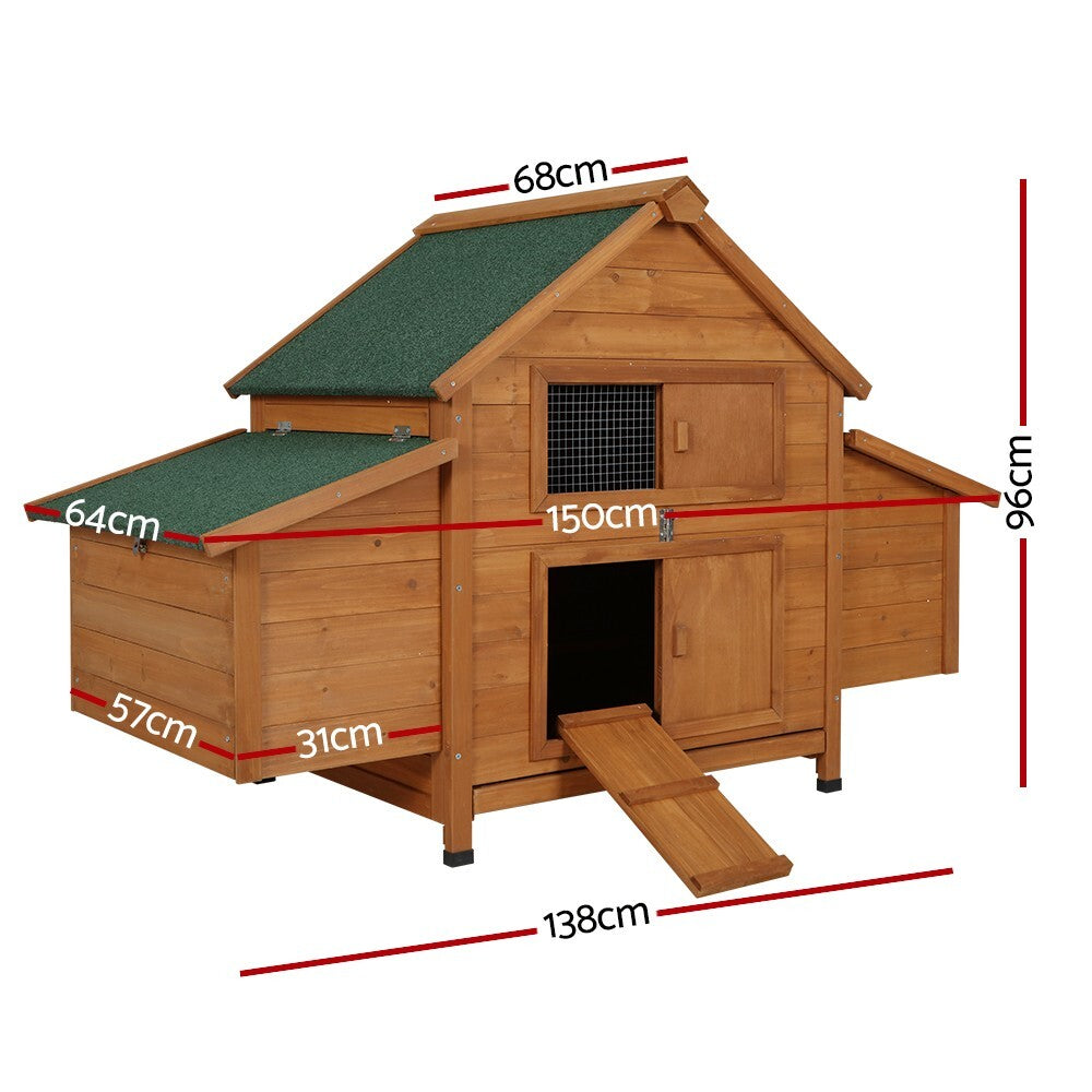 Large Wooden Chicken Coop Rabbit Hutch 150cm Nesting Box - Brand New