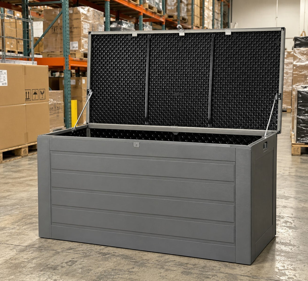 Outdoor Storage Box 680L Lockable Garden Bench Tool Shed Black - Brand New
