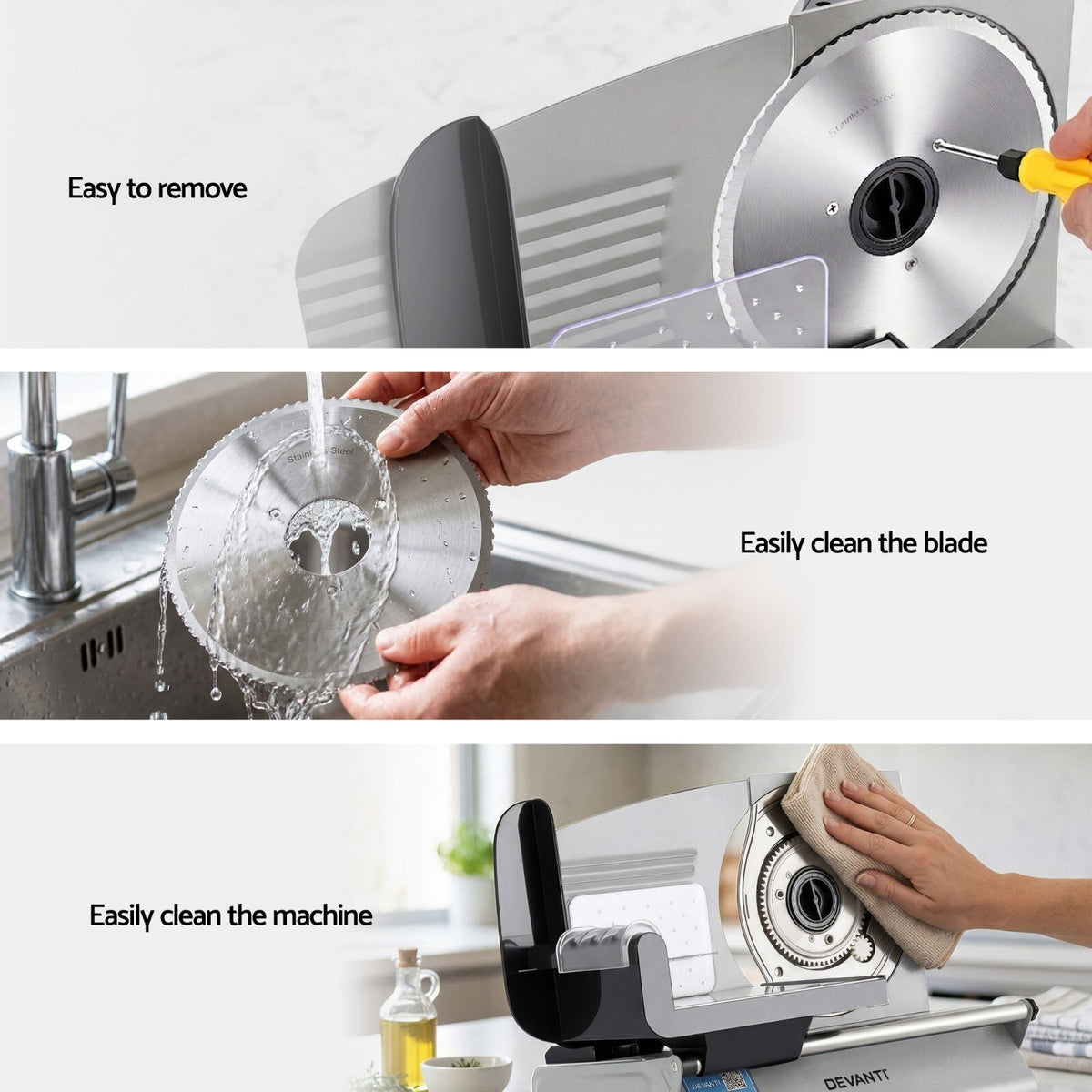Electric Food Slicer 200W Meat Bread Vegetable 0-15mm Adjustable Stainless Blade - Brand New