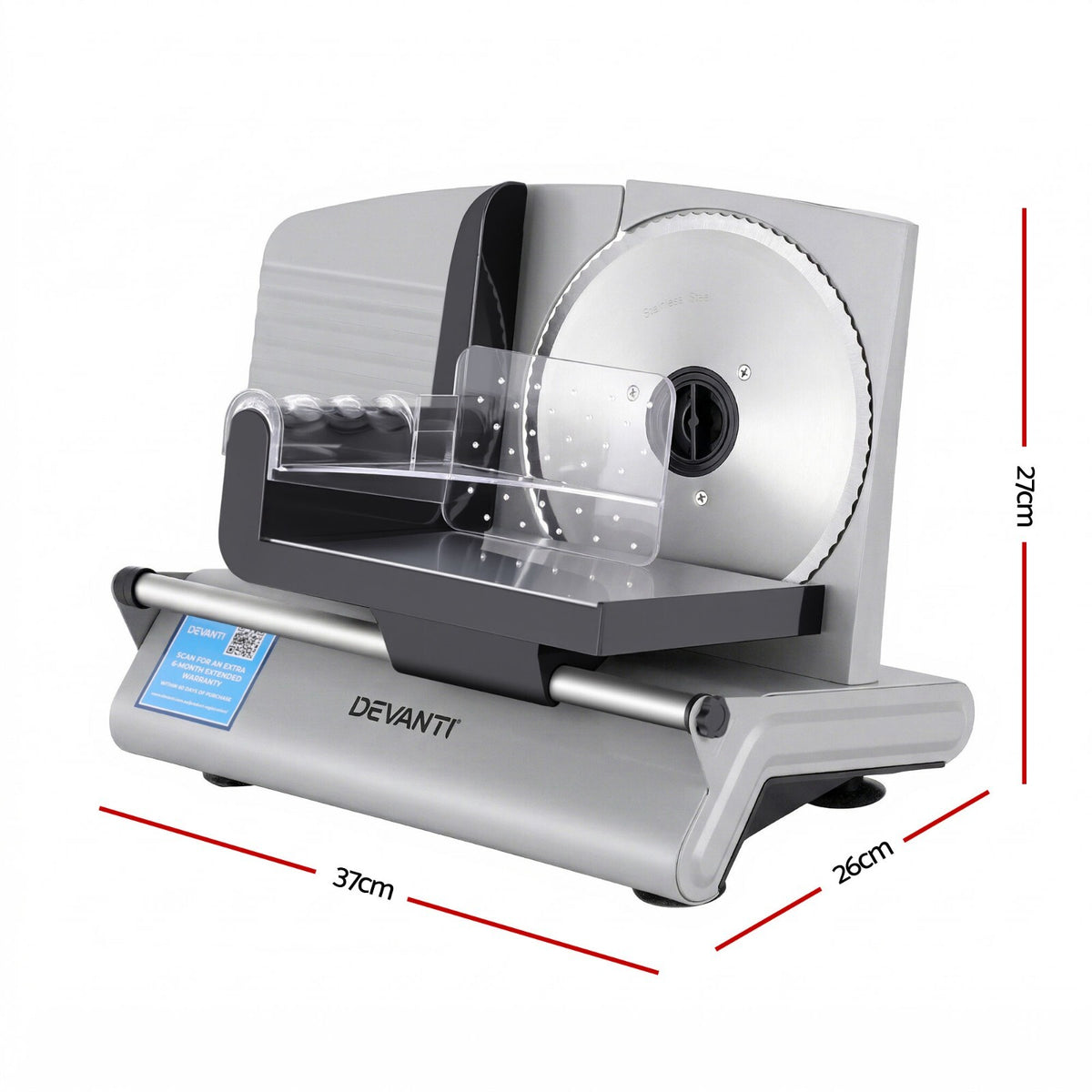 Electric Food Slicer 200W Meat Bread Vegetable 0-15mm Adjustable Stainless Blade - Brand New