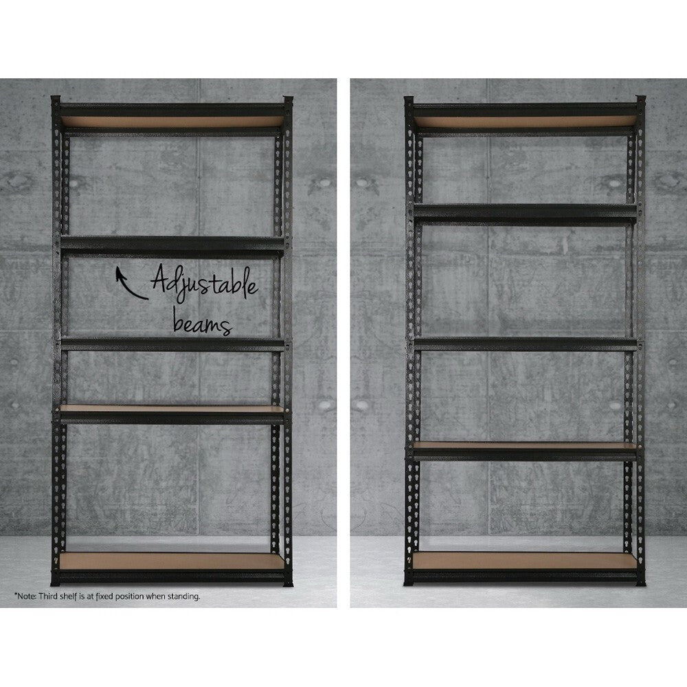 1.5M Garage Shelving Unit Black 5 Tier Heavy Duty Storage Rack - Brand New
