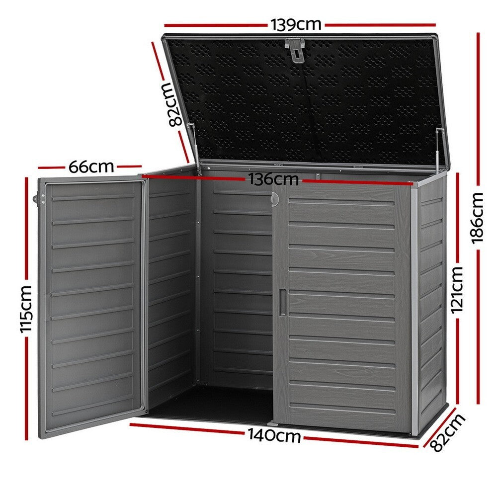 Outdoor Storage Shed 1170L Lockable Garden Tool Cabinet Grey - Brand New