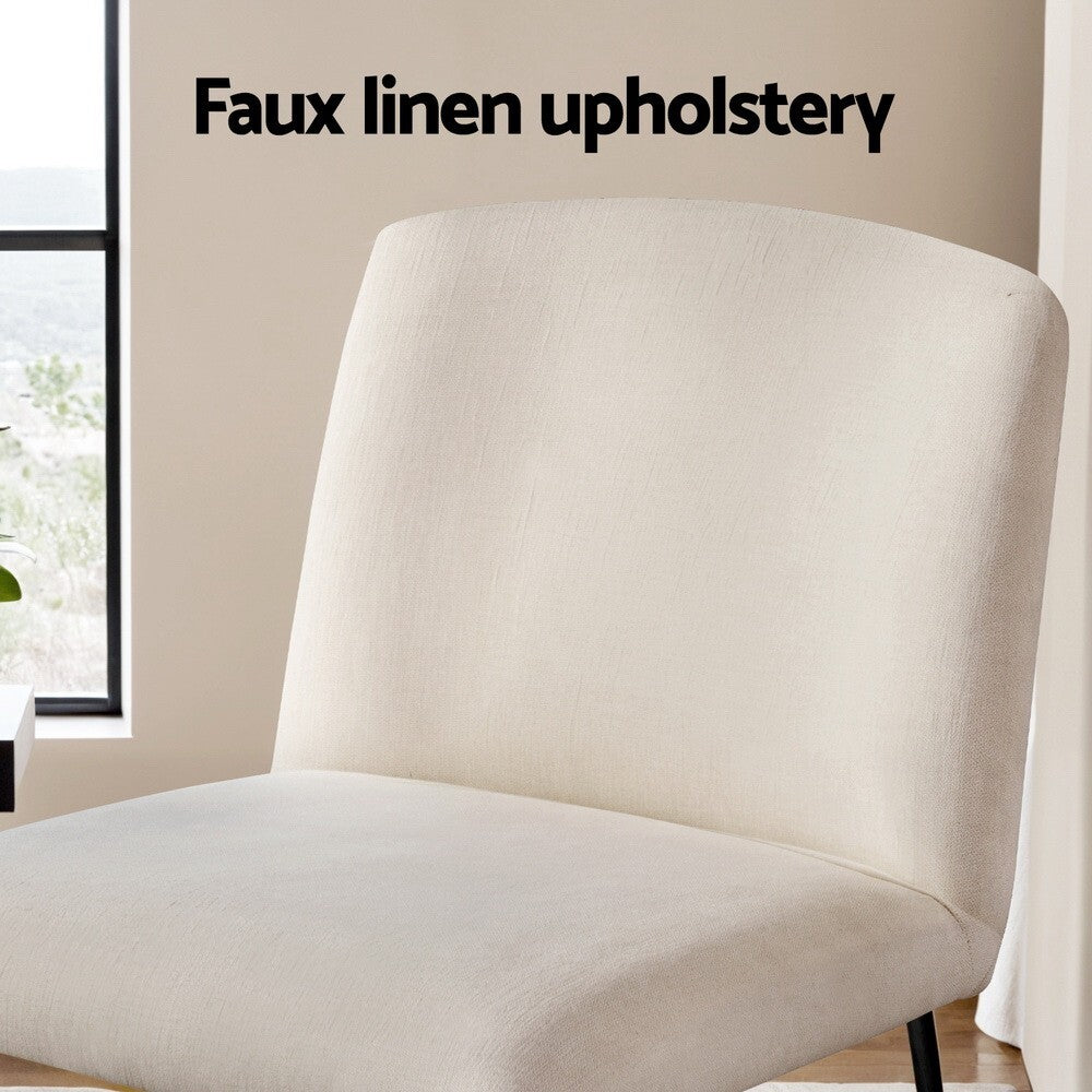 Accent Chair Beige Linen Armless Lounge Chair Metal Legs - Brand New