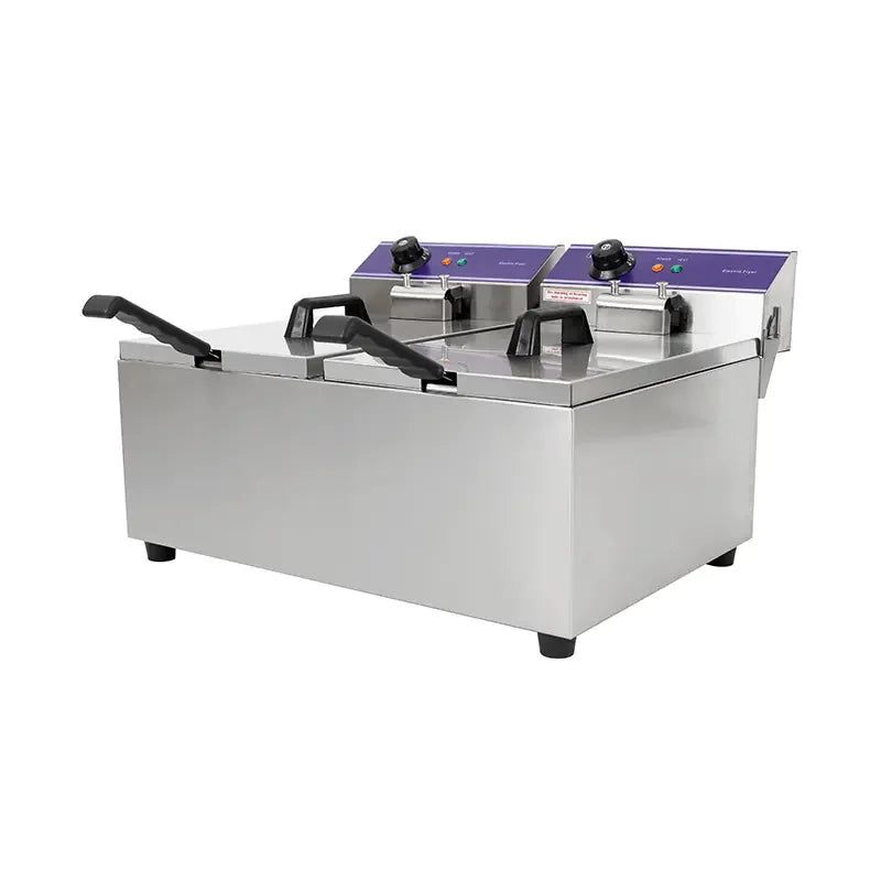 Commercial Double Deep Fryer 2 x 17L Stainless Steel Twin Tank Electric - Brand New