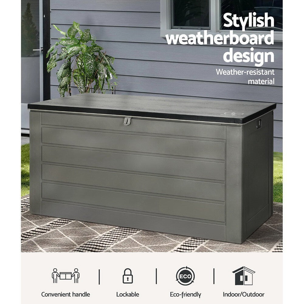 Outdoor Storage Box 680L Lockable Garden Bench Tool Shed Black - Brand New
