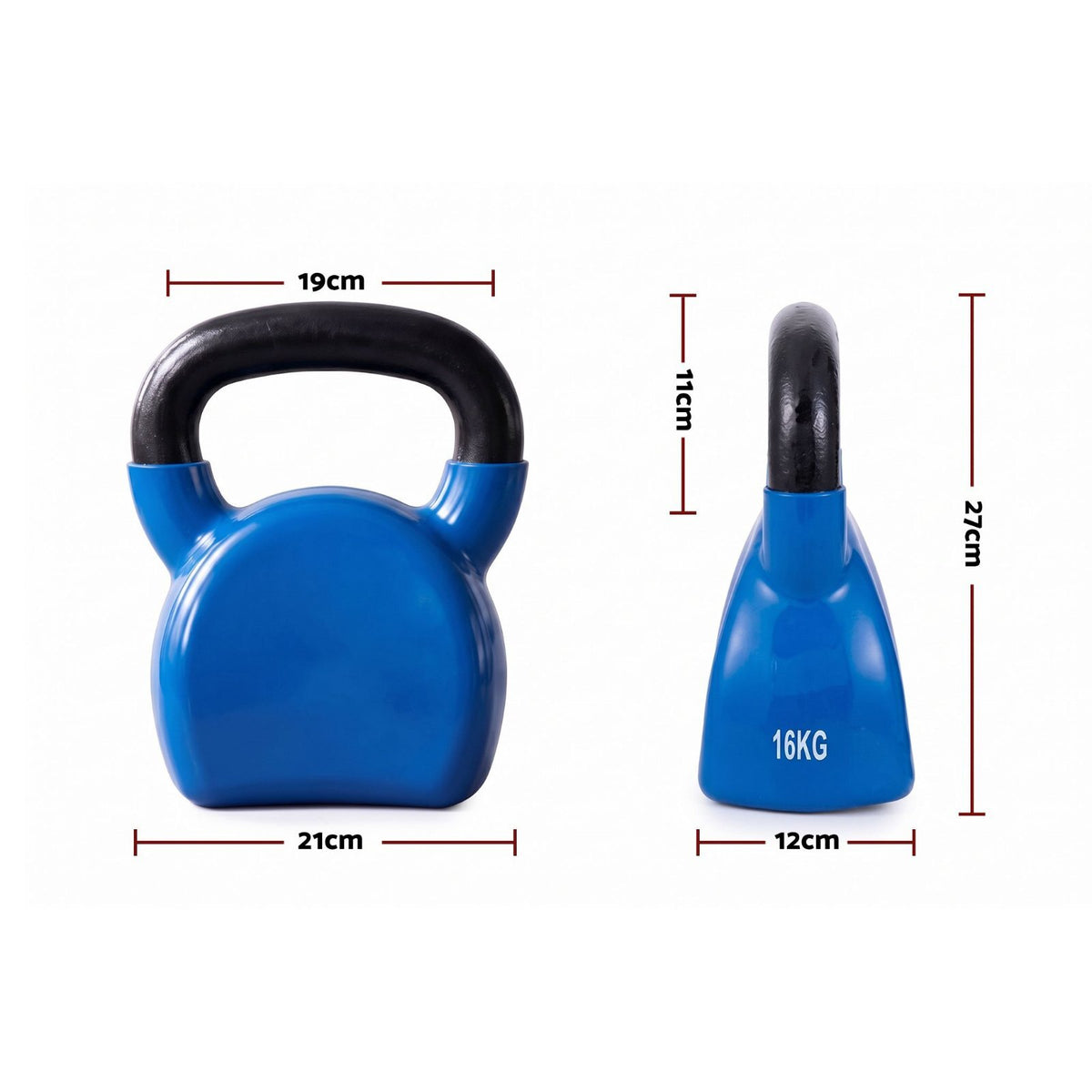 16kg Cast Iron Kettlebell Blue PVC Coated - Brand New