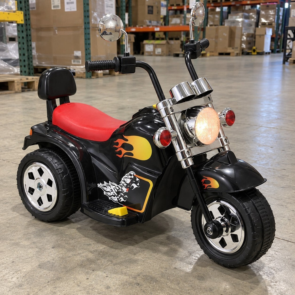 Kids Electric Ride On Motorbike 6V Chopper Trike with Lights and Music Black - Brand New