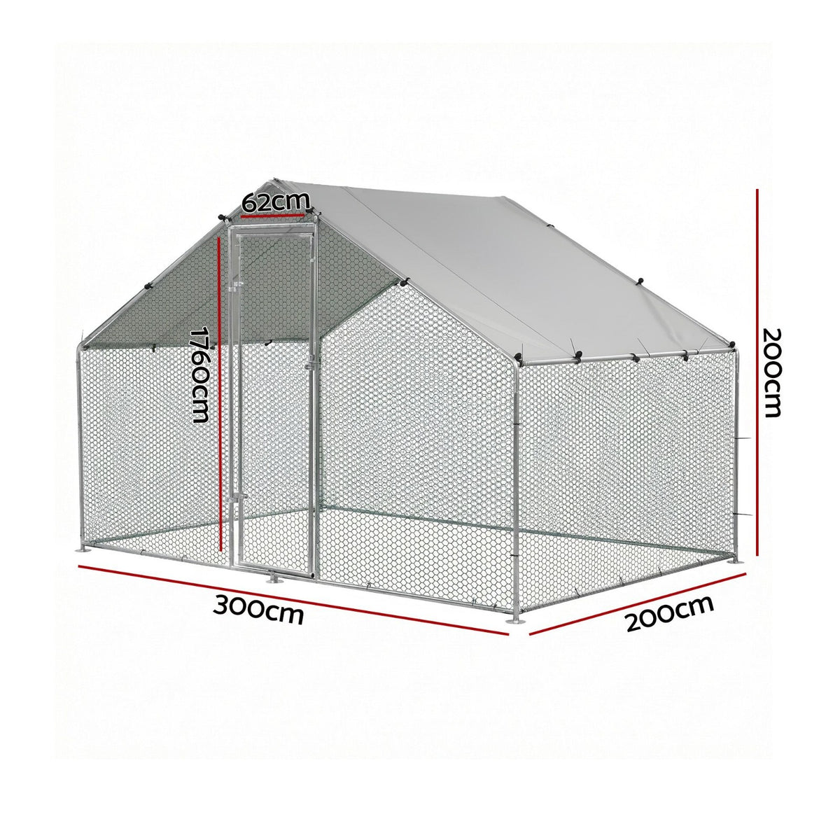 Big Outdoor Pet Run Chicken Coop Silver 3m Lockable Door Rabbit Cage - Brand New