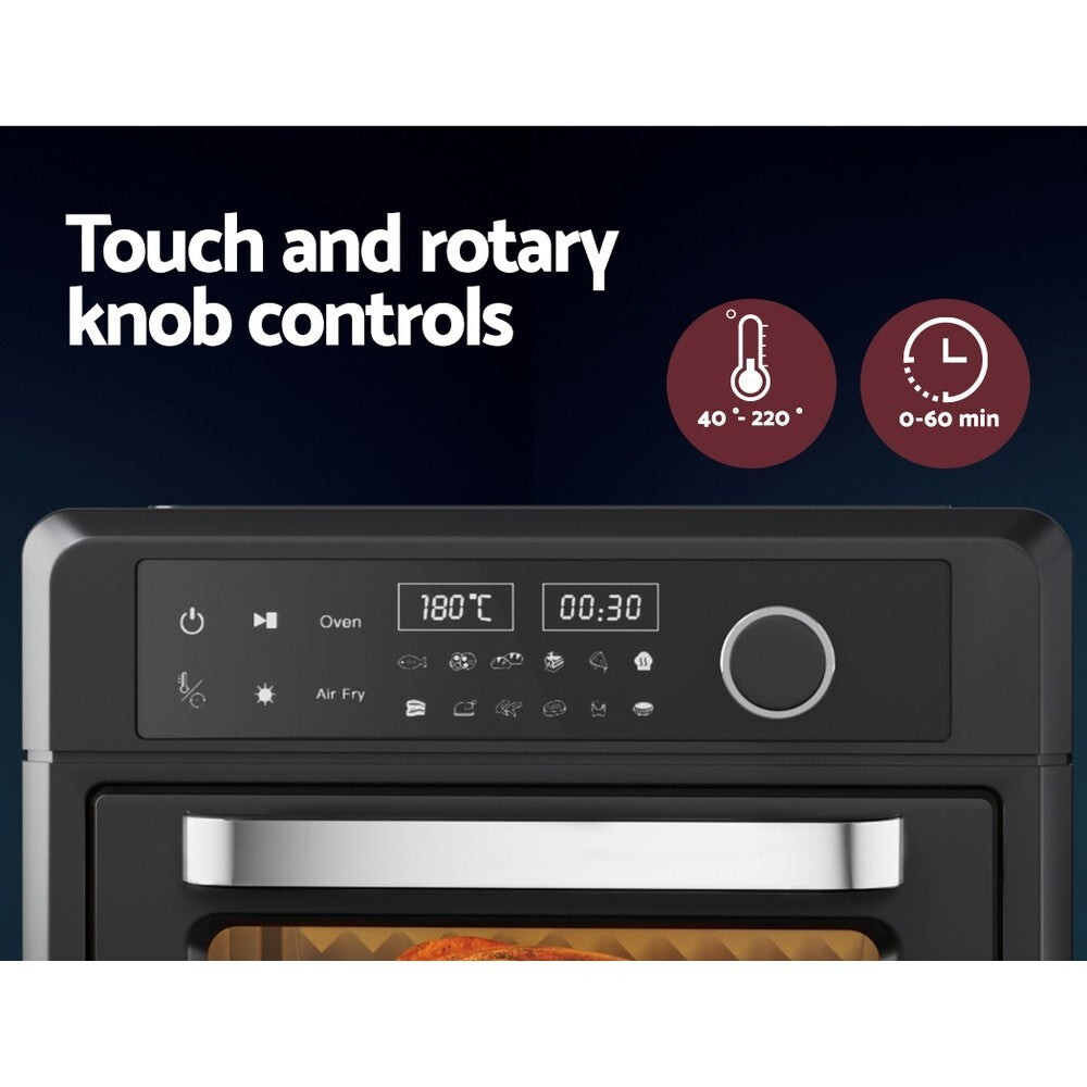 20L Air Fryer Oven LCD Touch 1400W 12 Presets Black - Brand New